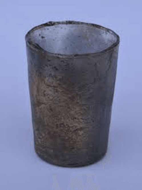 Hovedbilde Lysglass 10cm.sort/sølv Antikk hånd..m /smeltet ...